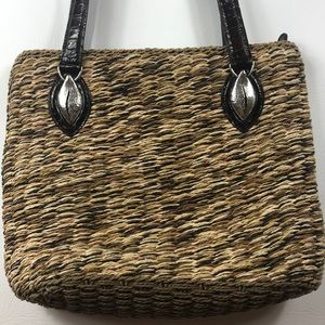 Euc Brighton woven hemp cotton & silver bag